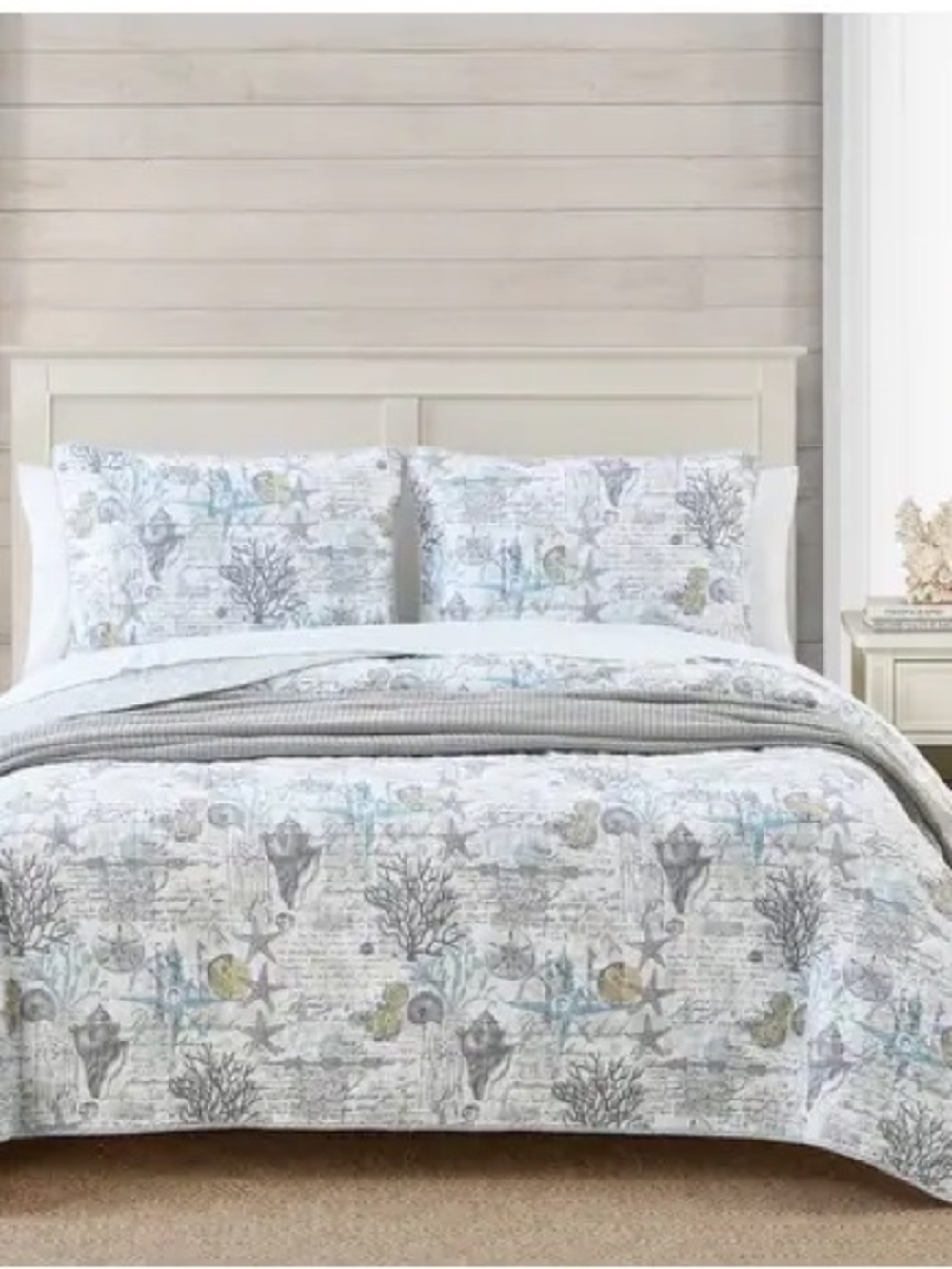 Tommy Bahama Coastal Seashell Comforter Set - Light Blue, Gray, Cream Full/Queen